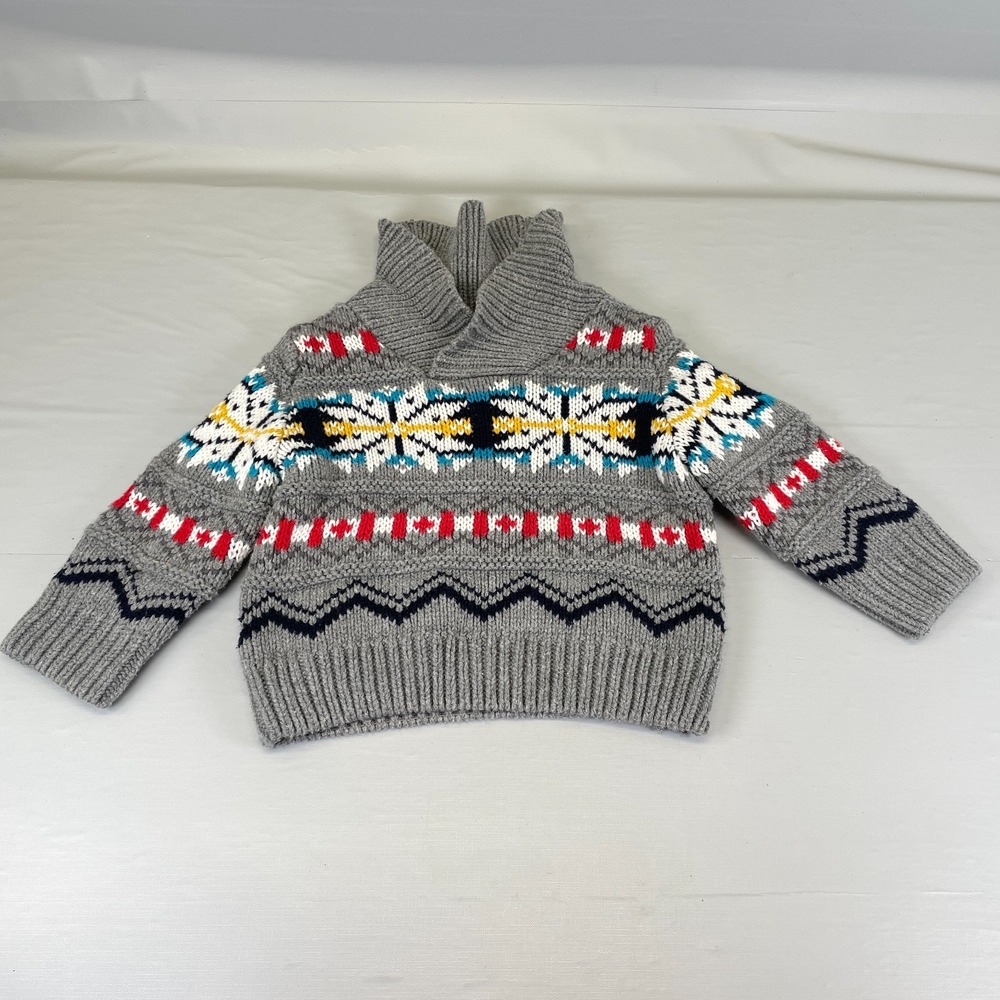 Gymboree Baby Boys 6-12 Months Gray Fair Isle Snowflake Knit Pullover Sweater